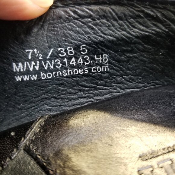 ✅Born Black Leather Ankle Slip On Bootie Block Heeled Shoes Women's Size 7.5 - Picture 2 of 10